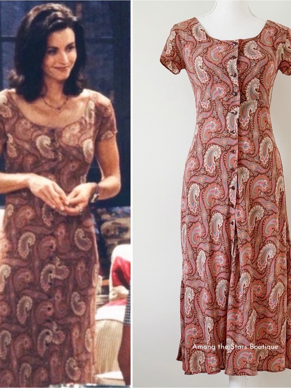 Extremely Rare 90s Vintage Paisley Maxi Dress ASO Monica Gellar in Friends